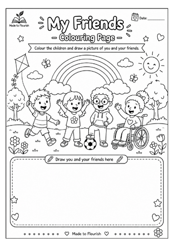EYFS Friendship Colouring Worksheet