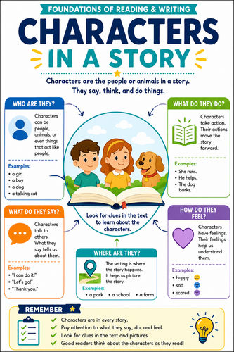 Characters in a Story I English Language I Infographic