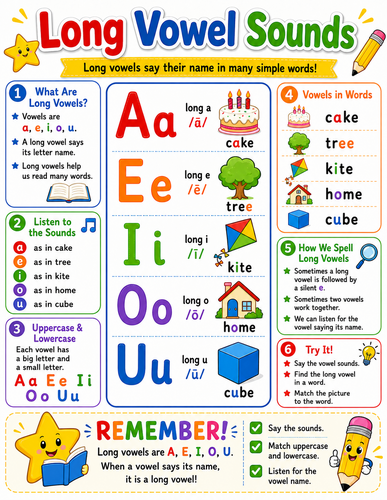 Long Vowel Sounds I English Language I Infographic