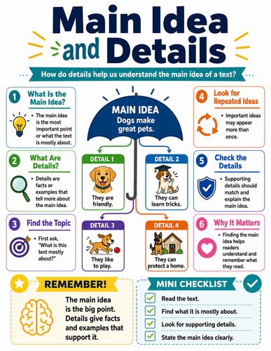 Main Idea and Details I English Language I Infographic