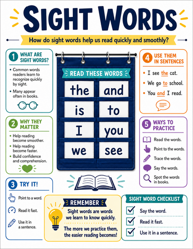 Sight Words I English Language I Infographic