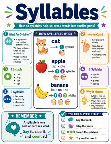 Syllables + I English Language I Infographic