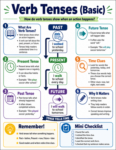 Verb Tenses - Basic I English Language I Infographic