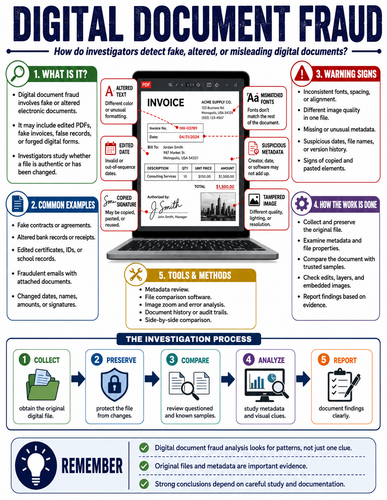 Digital Document Fraud I Forensic Science I Infographic
