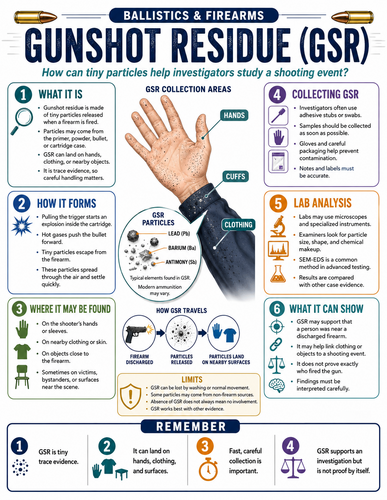 Gunshot Residue (GSR) I Forensic Science I Infographic