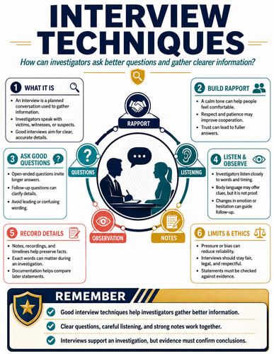 Interview Techniques I Forensic Science I Infographic