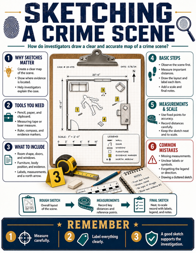 Sketching a Crime Scene I Forensic Science I Infographic