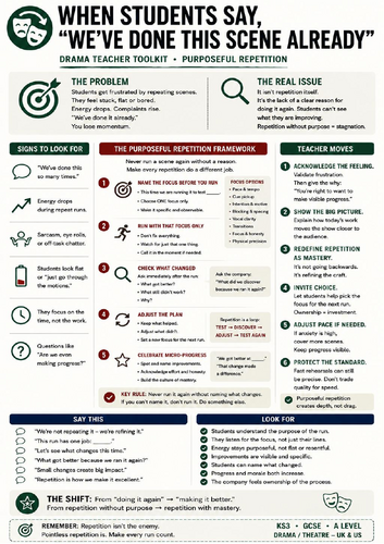 Drama Rehearsal Repetition & Refinement Toolkit | KS3 GCSE A Level