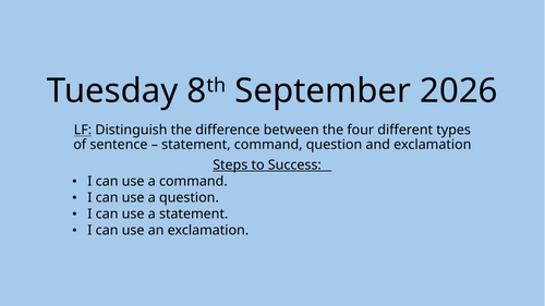4 Types of a sentence: command, question, statement and exclamation - Year 5