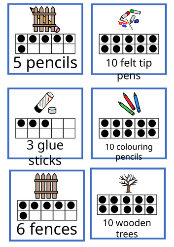 Tens frame resource labels