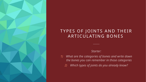 GCSE PE - Types of joints and movements