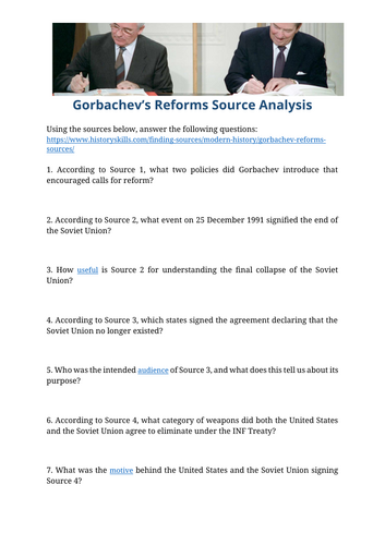 Gorbachev’s Reforms Source Analysis Worksheet