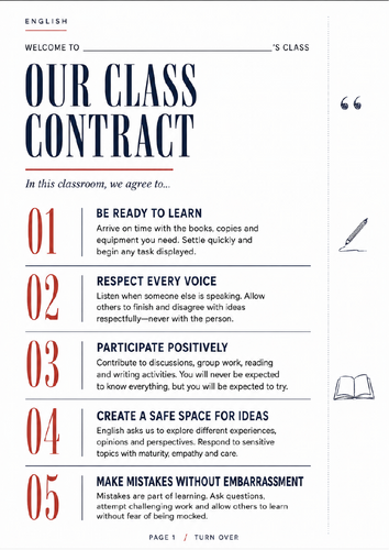 English Class Contract & Expectations