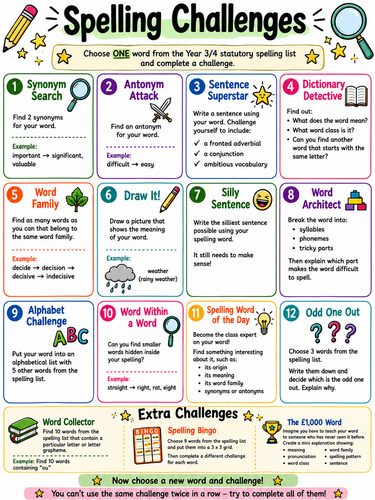 KS2 Spelling Challenges