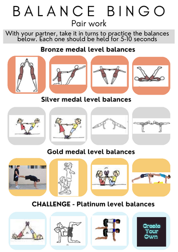 KS1 Balance Bingo gymnastics activity