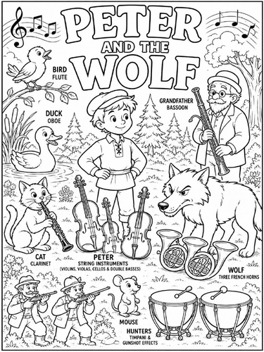 Peter and the Wolf Coloring Poster