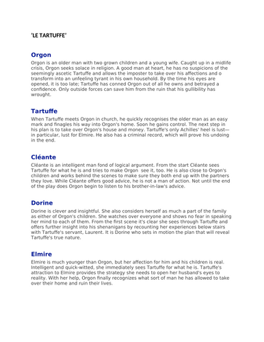 A LEVEL FRENCH "Le Tartuffe" Molière - key quotations