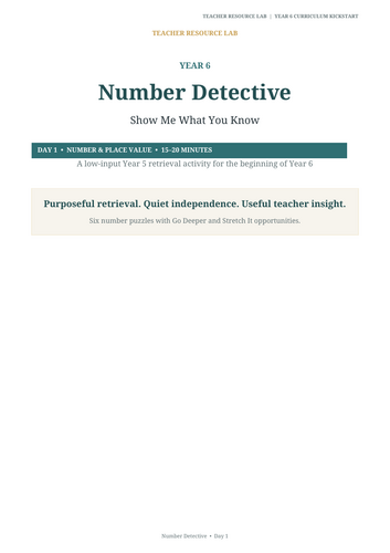 Morning maths - Year 6 Number detective
