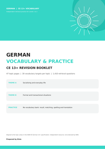 ISEB CE German 13+ Complete Vocabulary Practice Workbook – 47 Topics