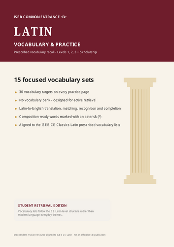 ISEB CE Latin 13+ Complete Vocabulary Practice Workbook – Levels 1–3 & Scholarship