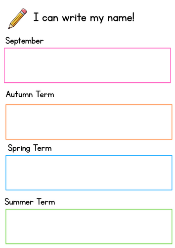 Name writing sheets