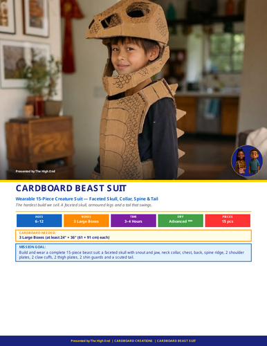 Cardboard Beast Suit | Junk Modelling Build Plan | Design & Technology | STEM Printable