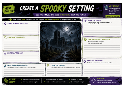 Create a Spooky Setting – GCSE Creative Writing Planning Worksheets | 5 Visual Prompts