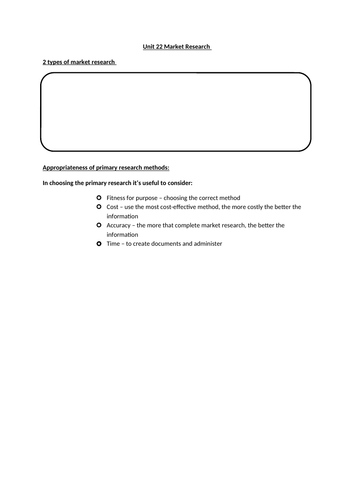 BTEC Level 3 - Unit 22 Market Research