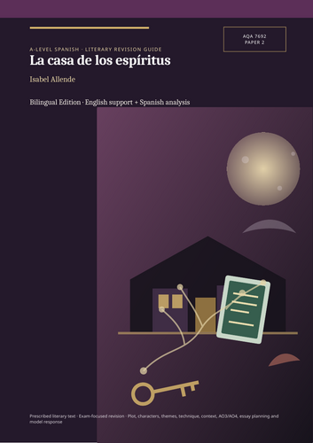 AQA A-Level Spanish 7692 | La casa de los espíritus | Bilingual + Spanish Revision Guides