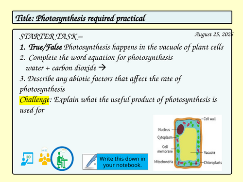 GCSE Photosynthesis required practical