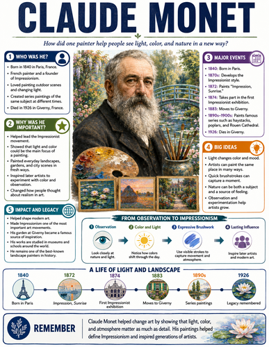 Claude Monet I Historical Figures I Infographic