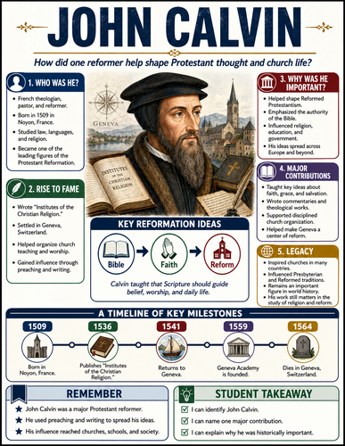 John Calvin I Historical Figures I Infographic