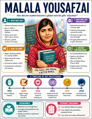 Malala Yousafzai I Historical Figures I Infographic