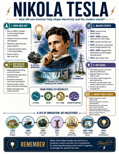 Nikola Tesla I Historical Figures I Infographic