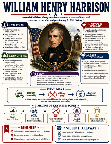 William Henry Harrison I Historical Figures I Infographic