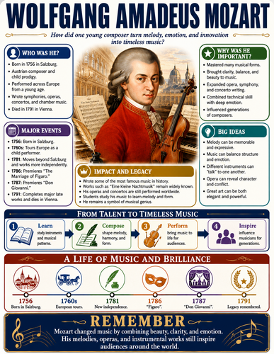 Wolfgang Amadeus Mozart I Historical Figures I Infographic
