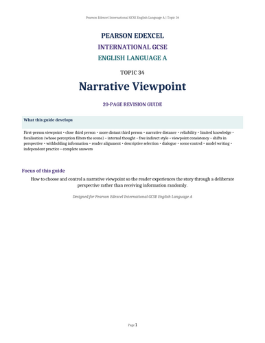 Pearson Edexcel International GCSE English Language A – Topic 34: Narrative Viewpoint