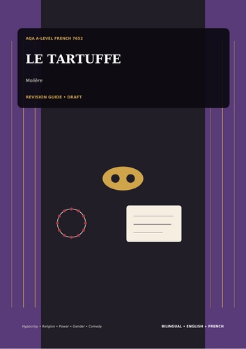 AQA A-Level French 7652 | Le Tartuffe | Bilingual + French Revision Guides