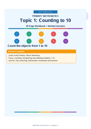 Counting to 10 Maths Workbook | Early Years & Primary Number Skills