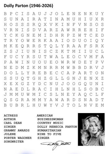 Dolly Parton Word Search