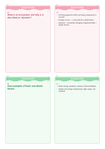 Ecosystems & Energy Flow Flashcards – A‑Level Biology Revision | Biomass, Trophic Levels, Cycles & S