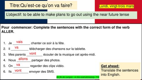 Qu'est-ce qu'on va faire?| Module 1| French | New GCSE Spec