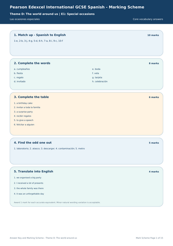 Pearson Edexcel International GCSE Spanish Theme E: Social Activities, Fitness and Health Bundle + A