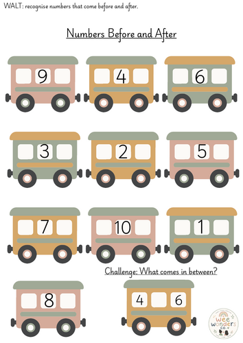Numbers before and after