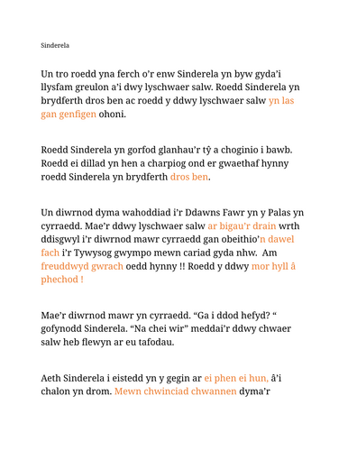HOMESCHOOLING: Dysgu Cymraeg: Stori SINDERELA