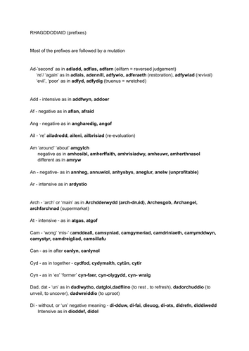 Rhagddodiaid Cymraeg: Gramadeg Cymraeg (Iaith Gyntaf Safon Uwch)
