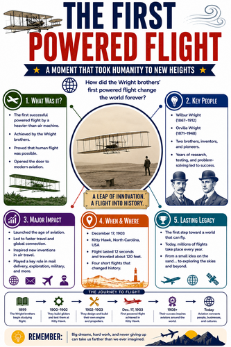 The First Powered Flight I Infographic