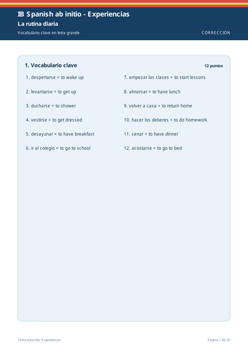 IB Spanish ab initio Experiencias Large Print Workbook + Full Marking Scheme