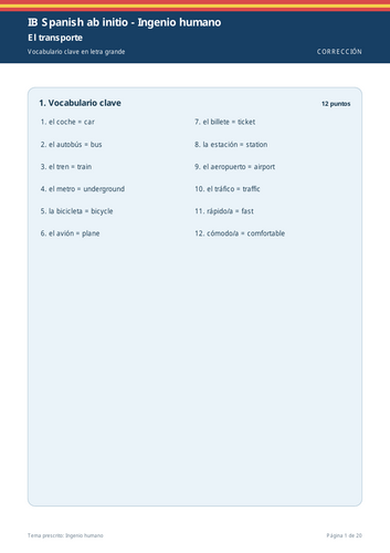 IB Spanish ab initio Ingenio Humano Large Print Workbook + Full Marking Scheme