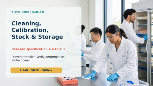 Pearson T Level Health 4.4 to 4.8 | Cleaning, Calibration, Stock & Storage | Complete Bundle